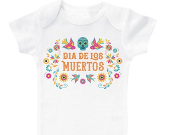 Dia De Los Muertos Onesie®, DAY Of THE DEAD (Flowers), Mexican Day of the Dead Onesie®, Bodysuit, Baby Shower Gift, Halloween