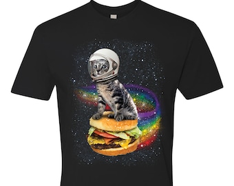 Funny Cat Shirt, RAINBOW BURGER CAT, Men's T-Shirt, Unisex, Graphic Tee, Funny Tees, Funny Shirts, Burger Shirt, Men's Clothing, Lgbtq Tees