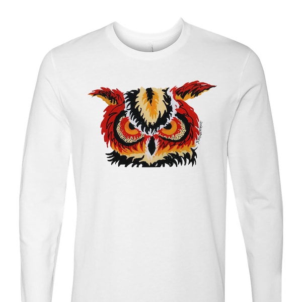 Owl Painting Shirt, OWL, Unisex Long Sleeve T Shirt, Animal Lover, Clothing, Gender Neutral, Adult Long Sleeve Tees, Owl Tee, Birds, Owls