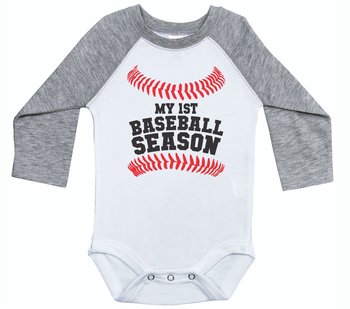 Baseball Onesies My FIRST BASEBALL SEASON Long Sleeve Raglan Etsy