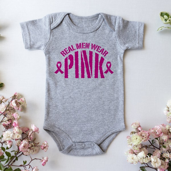 Breast Cancer Onesie®, REAL MEN WEAR Pink, Baby Bodysuit, Cancer Awareness Onesie®, Baby Onesie®, Kids Apparel, Infant Onesies®, Unisex