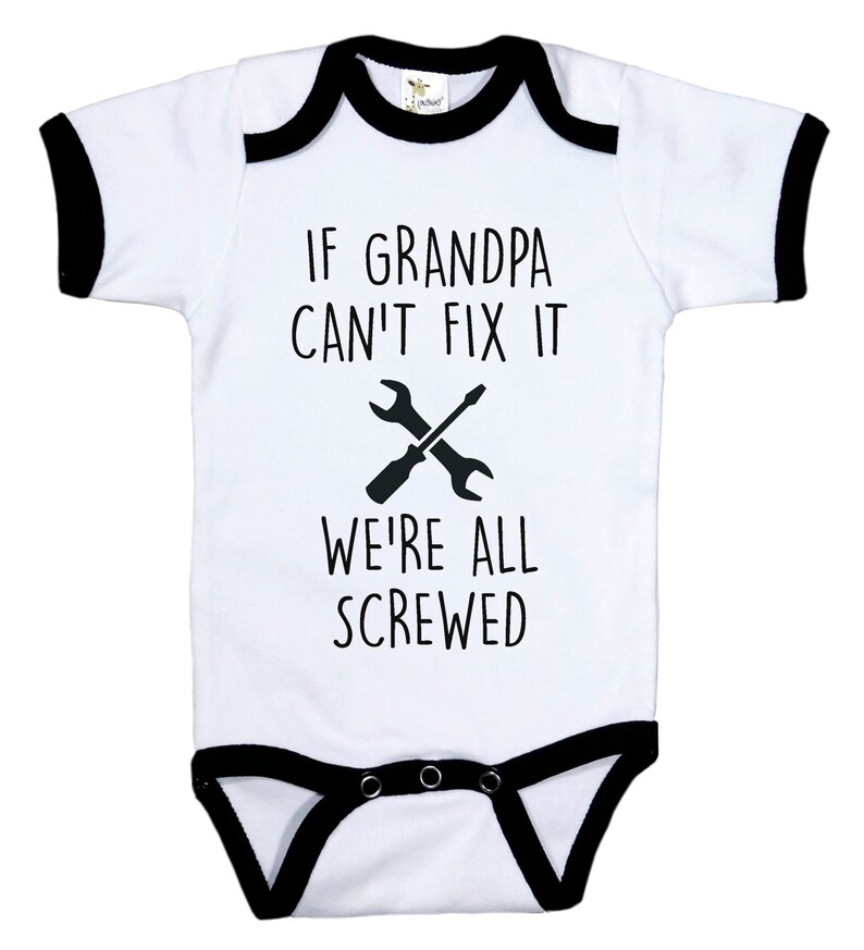 If Grandpa Cant Fix It No One Can Printed Baby Boys Girls Bodysuit Long Sleeve Outfits Black 