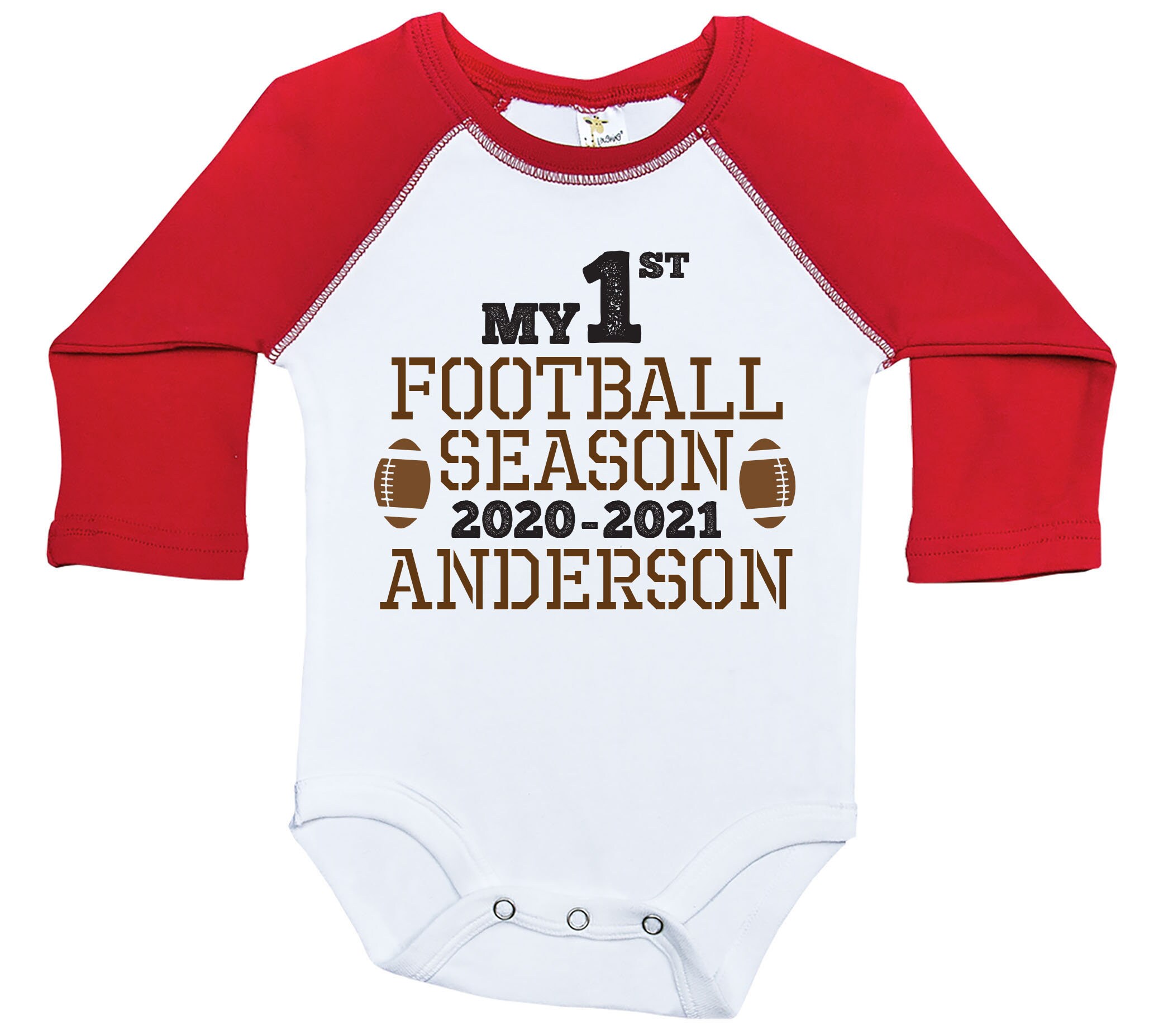 Football Raglan Onesie CUSTOM My FIRST FOOTBALL Season Etsy