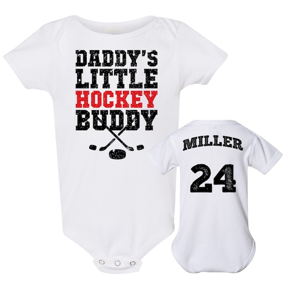 Custom Hockey Onesie DADDY S Little HOCKEY BUDDY name Number on Back Baby Bodysuit Baby Shower Ice Hockey Personalized Jersey Etsy
