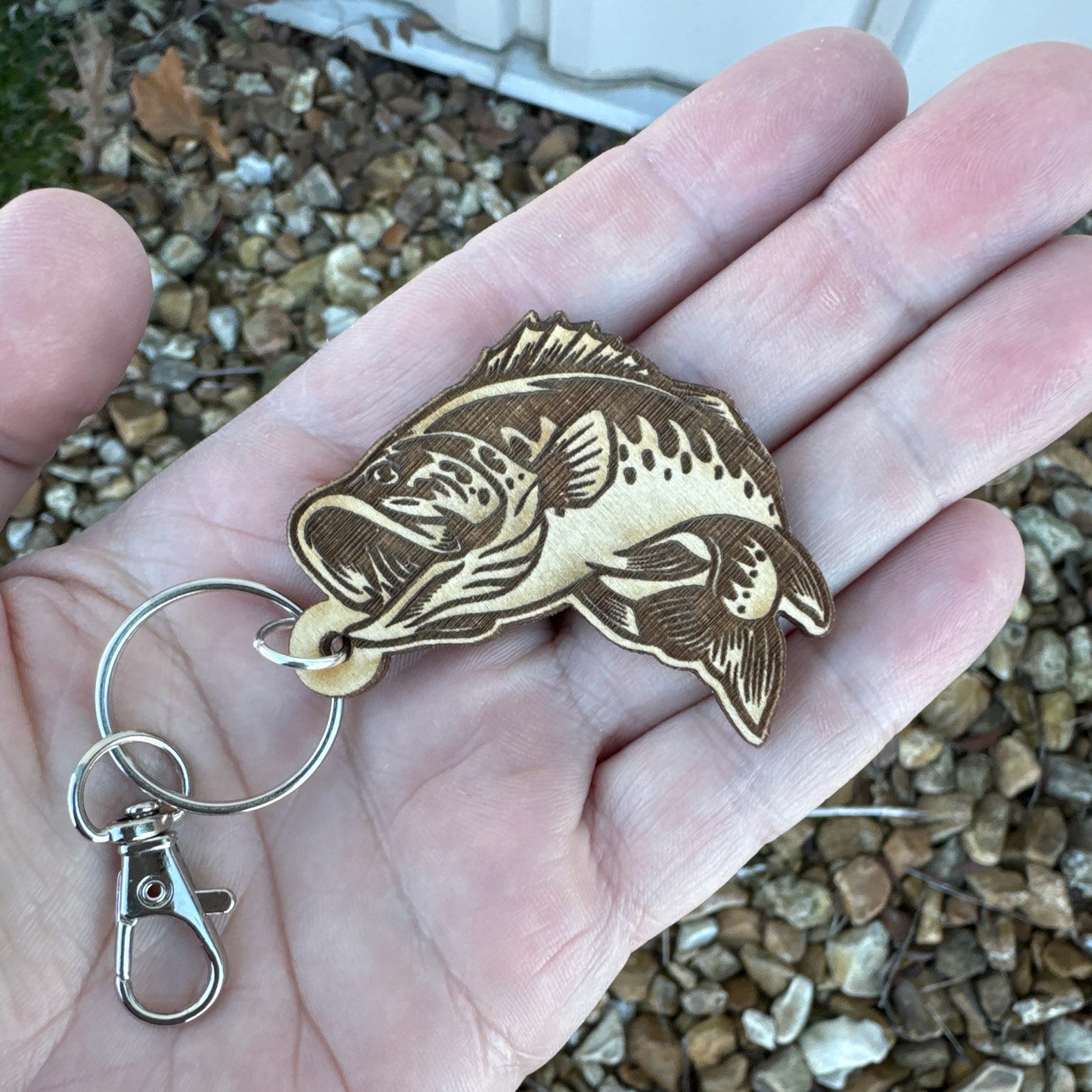 Largemouth BASS KEYCHAIN, Wood Fishing Keychain, 3D Wood