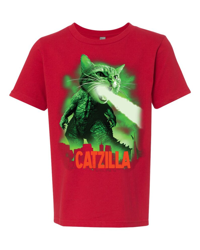 Catzilla Youth Shirt CATZILLA Crew Neck Unisex Short | Etsy