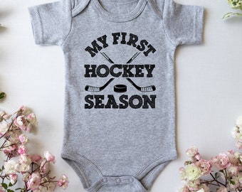 Hockey Onesie®, My FIRST HOCKEY SEASON 2, Baby Bodysuit, Baby Shower Gift, Dad Onesie®, Sport Onesie®, Baby Hockey, Ice Hockey, Hockey Daddy