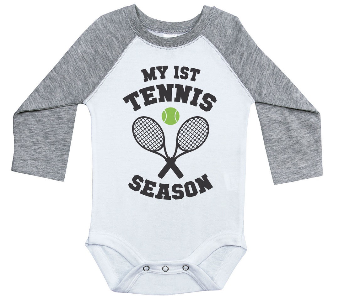 Tennis Onesies®, My FIRST TENNIS SEASON, Long Sleeve Raglan Onesie