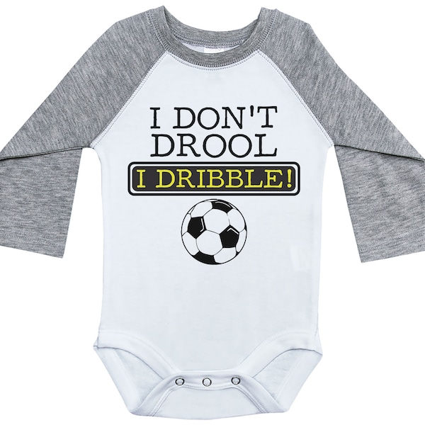 Soccer Raglan Onesie®, I DON'T DROOL I DRIBBLE, Long Sleeve, Raglan Onesie®, Gender Neutral, Baby Shower Gift, Baby Onesie®, Baby, Sport