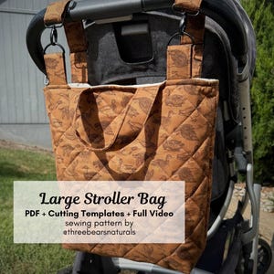 Patron de couture pour grand sac de poussette | (PDF avec vidéo complète et gabarits de découpe) | Format US Letter et A4