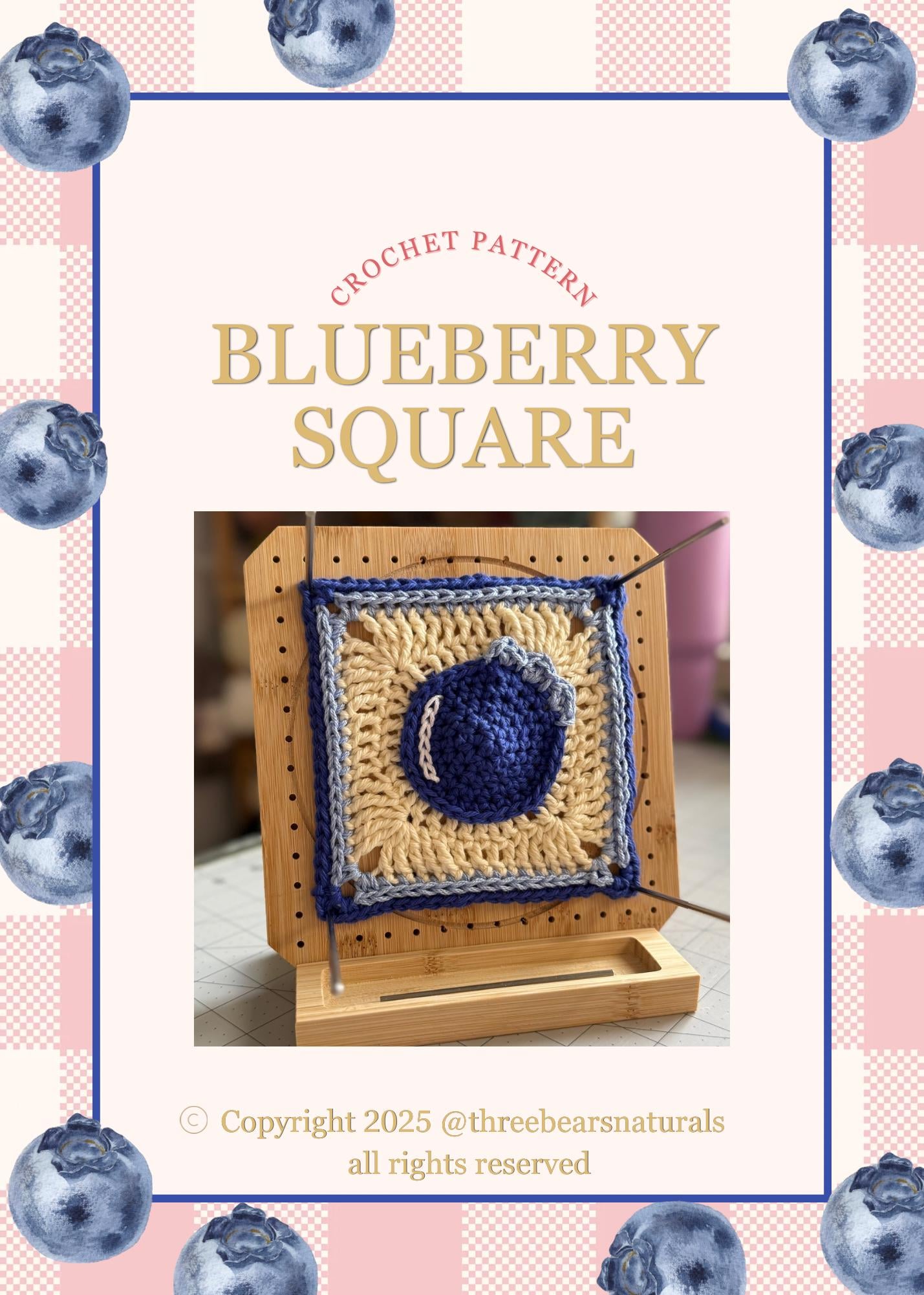 39 Blueberry Crochet Patterns for Fruit-Inspired Amigurumi, Keychains, Plushies, and More 6 Blueberry Square Granny Square with video