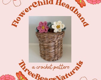 FlowerChild Headband Accessory | Crochet Pattern | USA terms | Digital file with videos