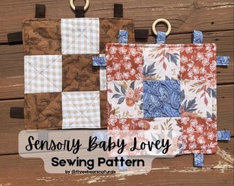 Sensory Baby Lovey sewing pattern | Crinkle teether lovey | PDF digital download with video | confident beginner to intermediate