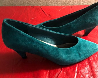 green pumps shoes