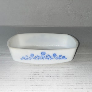 Vintage Corning Ware, Blue Cornflower, Milk White Glass Ovenware, Loaf Pan, Bake Broil, Tray, Pie Plate, Roaster, Plate, Corning Bakeware Federal Co. Loaf Pan
