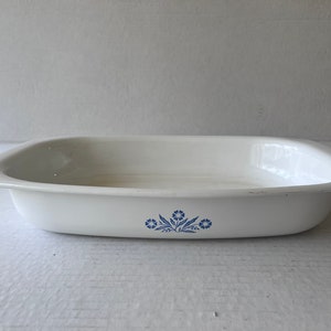 Vintage Corning Ware, Blue Cornflower, Milk White Glass Ovenware, Loaf Pan, Bake Broil, Tray, Pie Plate, Roaster, Plate, Corning Bakeware P-21 Roaster