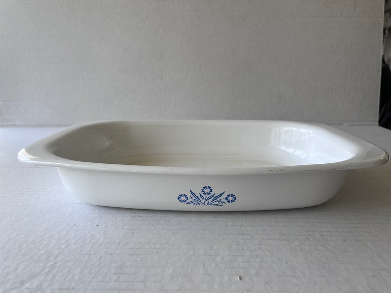 Vintage Corning Ware, Blue Cornflower, Milk White Glass Ovenware, Loaf Pan, Bake Broil, Tray, Pie Plate, Roaster, Plate, Corning Bakeware P-21 Roaster
