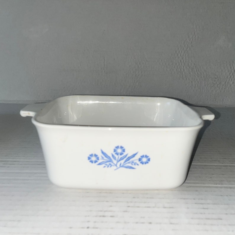 Vintage Corning Ware, Blue Cornflower, Milk White Glass Ovenware, Loaf Pan, Bake Broil, Tray, Pie Plate, Roaster, Plate, Corning Bakeware P-4-B 1.5 QT Baker