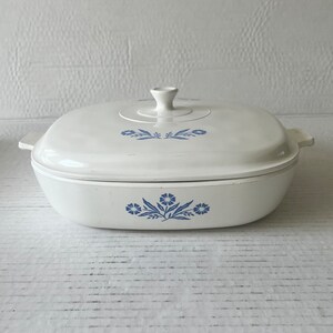 Vintage Corning Ware, Blue Cornflower, Milk White Glass Ovenware, Loaf Pan, Bake Broil, Tray, Pie Plate, Roaster, Plate, Corning Bakeware image 7