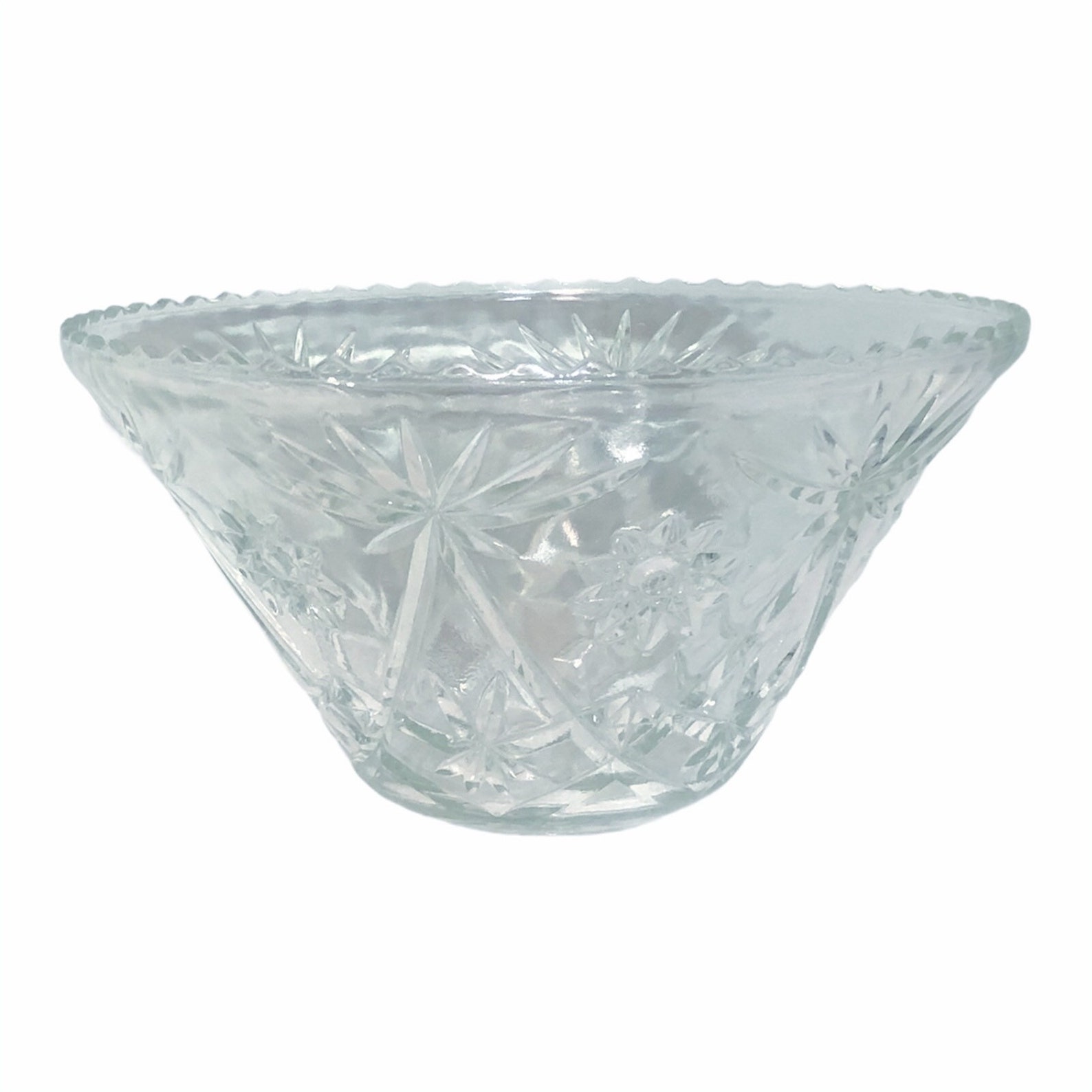 Early American Prescut, Crystal, Punch Bowl, Set. Glass Bowl, Star Cut