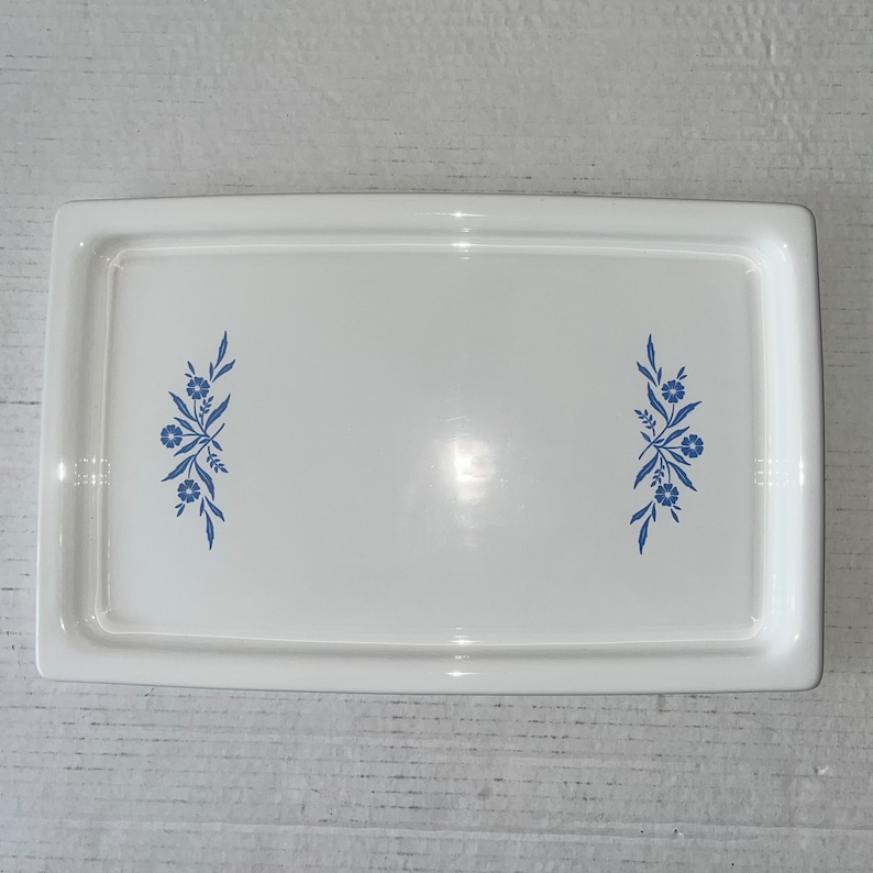 Vintage Corning Ware, Blue Cornflower, Milk White Glass Ovenware, Loaf Pan, Bake Broil, Tray, Pie Plate, Roaster, Plate, Corning Bakeware P-35-B Broil Bake
