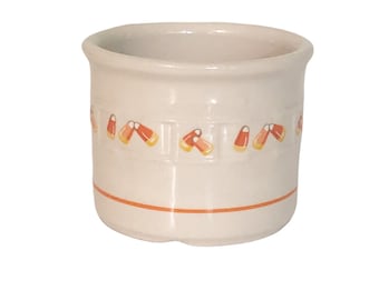 Longaberger Candy Corn Crock, One Pint, Fall Halloween kitchen party seveware