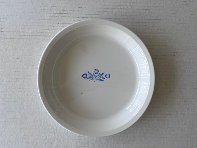 Vintage Corning Ware, Blue Cornflower, Milk White Glass Ovenware, Loaf Pan, Bake Broil, Tray, Pie Plate, Roaster, Plate, Corning Bakeware P-309 Pie Plate