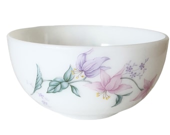 Diplomat Royal Opal Ware Bowl, Milk White Bowl, Ovenware Bowl, Floral Ovenware, Oven to Table Ovenware, Japanese Opal Serveware