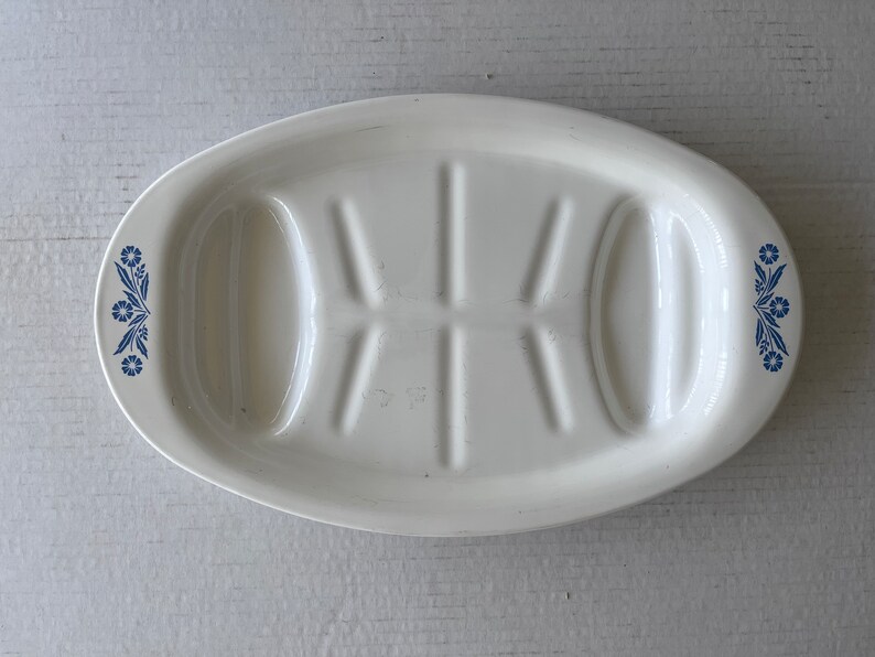 Vintage Corning Ware, Blue Cornflower, Milk White Glass Ovenware, Loaf Pan, Bake Broil, Tray, Pie Plate, Roaster, Plate, Corning Bakeware P-19 Platter