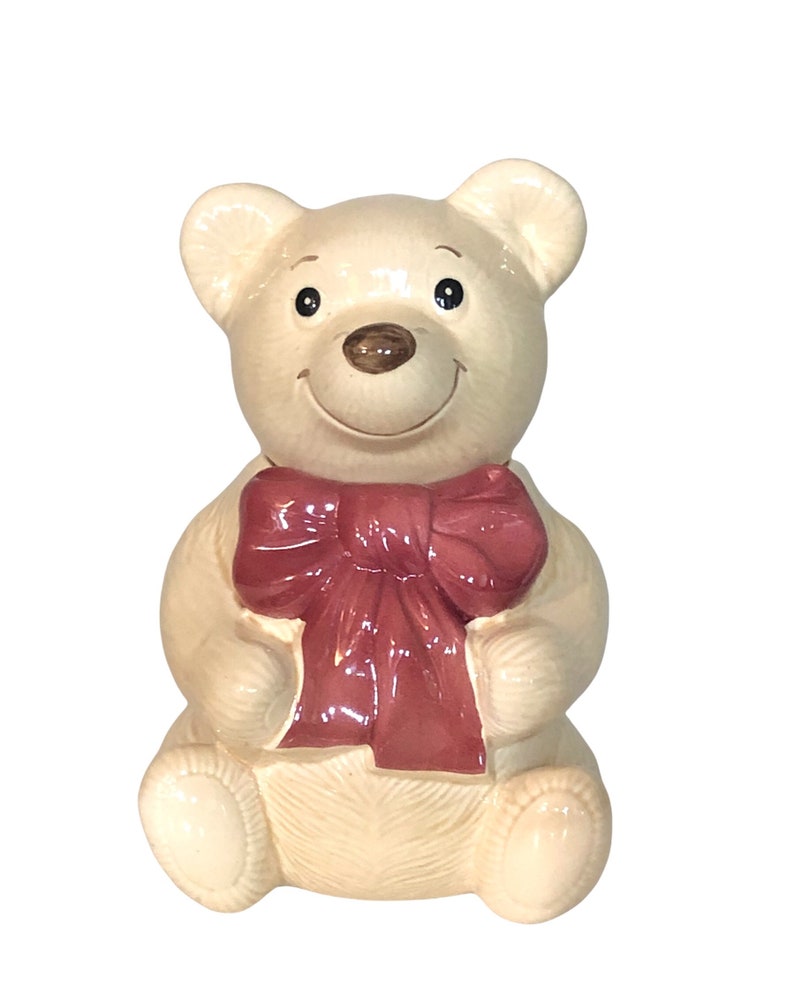 Metlox Cookie Jar, USA Potter Jar, Smiling Teddy Bear Jar, Kitchen Storage, Teddy Bear Jar, Vintage USA Pottery, Housewarming Gifts,