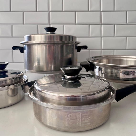 Vintage Amway Queen Stainless Steel Cookware Set, Mid Century