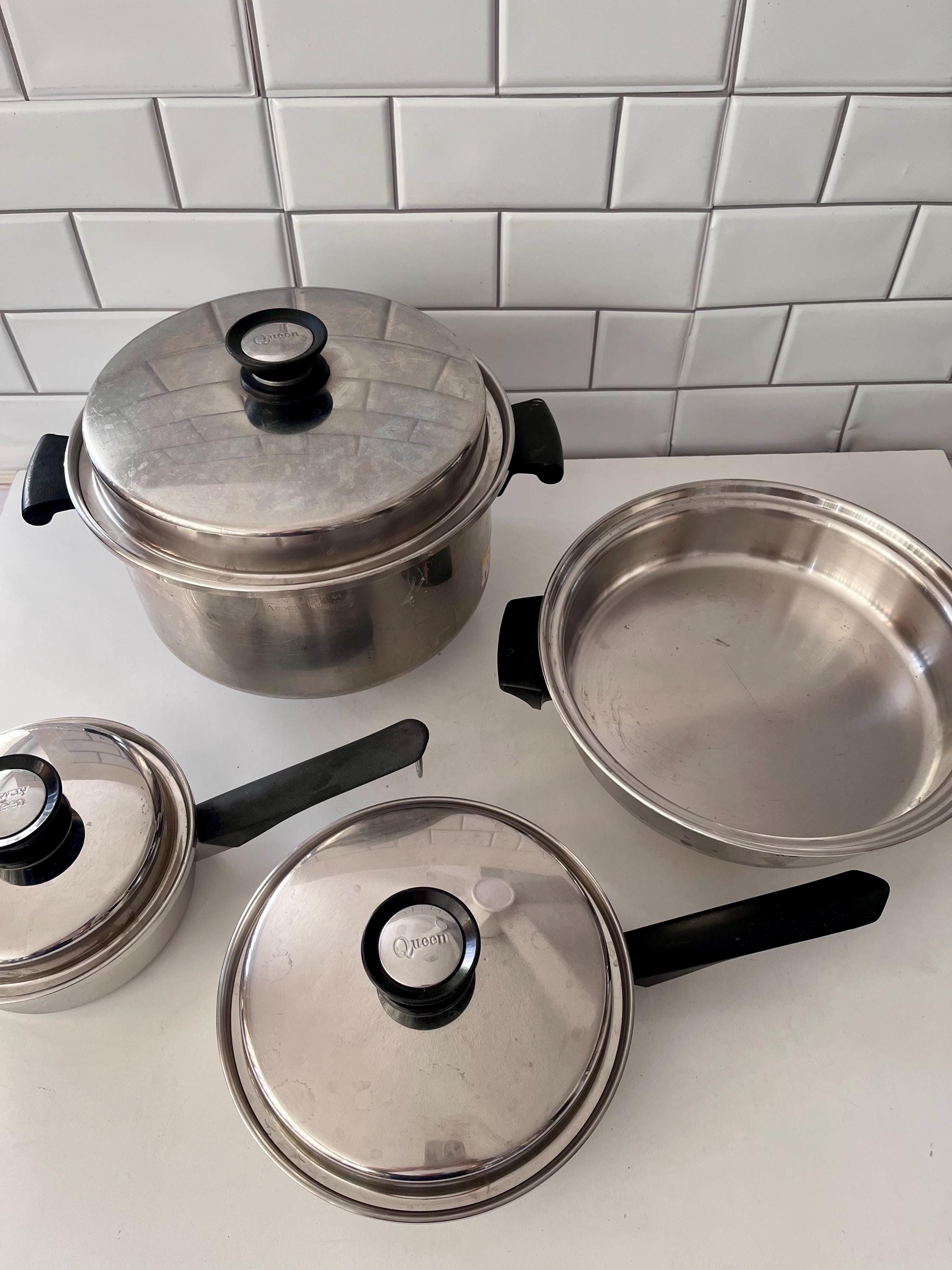 Vintage Amway Queen Stainless Steel Cookware Set, Mid Century