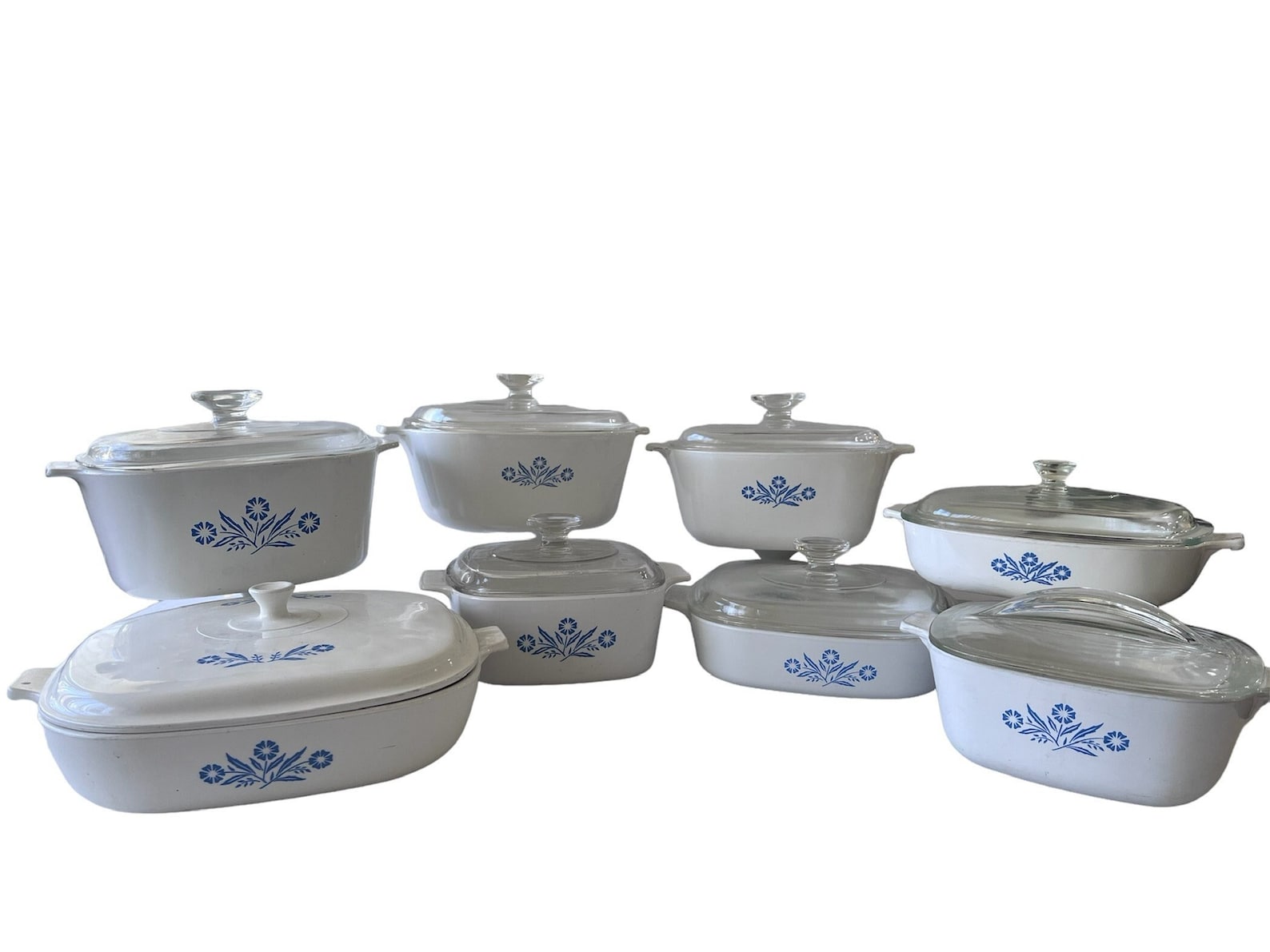 Vintage Blue Cornflower Corning Casserole Dish Set