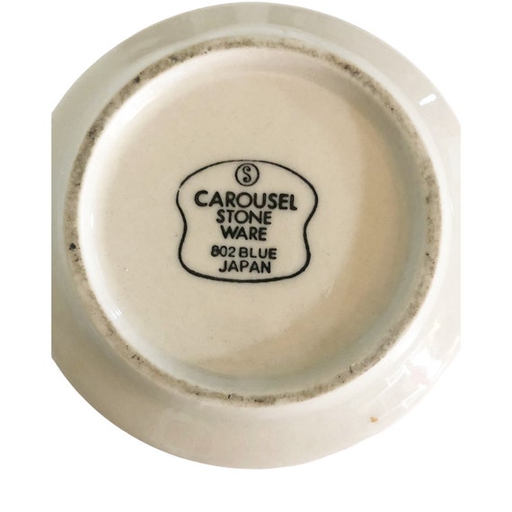 Vintage Carousel Stone Ware By, SANGO # 802 Blue Brown Stripe