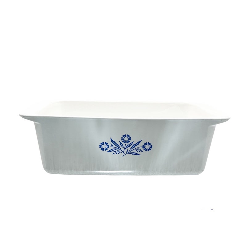 Vintage Corning Ware, Blue Cornflower, Milk White Glass Ovenware, Loaf Pan, Bake Broil, Tray, Pie Plate, Roaster, Plate, Corning Bakeware P-315 Loaf Pan