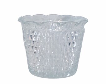 Vintage Glass Ice Bucket, Diamond Point Clear Glass Barware, House Warming Gift, Vintage Barware