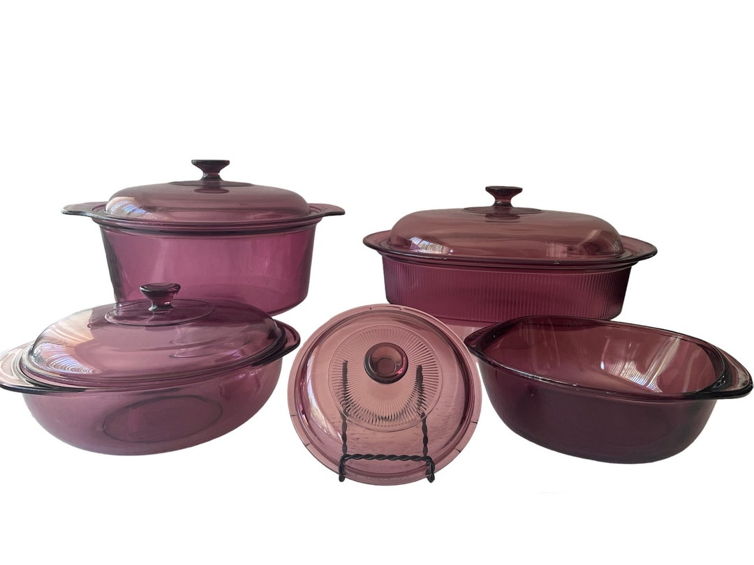 Vintage Visions Corning Glass Cookware, 5 Quart, 4 Quart, 1 Quart Lid
