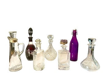 Crystal Decanter, Illinois Owens Romanov, Garanti France, Czech Ruby Bohemian, Etched Floral, Amethyst Gold, Pineapple Cut, Purple Glass