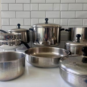 Vintage Farberware Pan, Aluminum Clad Stainless Steel Cookware, USA Cookware,