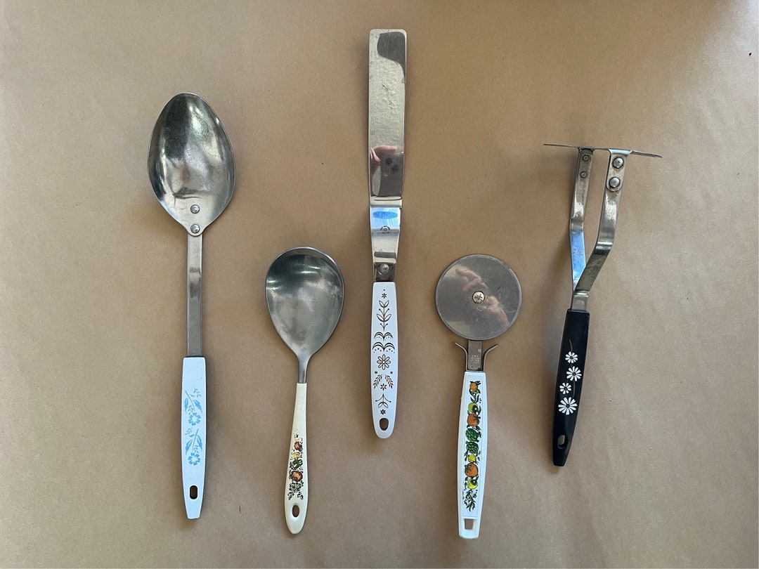 Vintage USA Kitchen Utensils, Cornflower, Spice O Life Serving Spoons