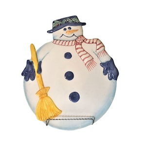 Plato principal de Bloomingdales, plato de muñeco de nieve, plato para servir navideño, bandeja de decoración navideña, hecho en Italia