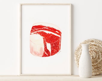Bruststück Kunstdruck, Küchendekor, marmoriertes Fleisch Poster, Steak Poster, Metzger Kunst Poster, Metzger Dekor, Fleisch Druck, digitaler Download | TULIP