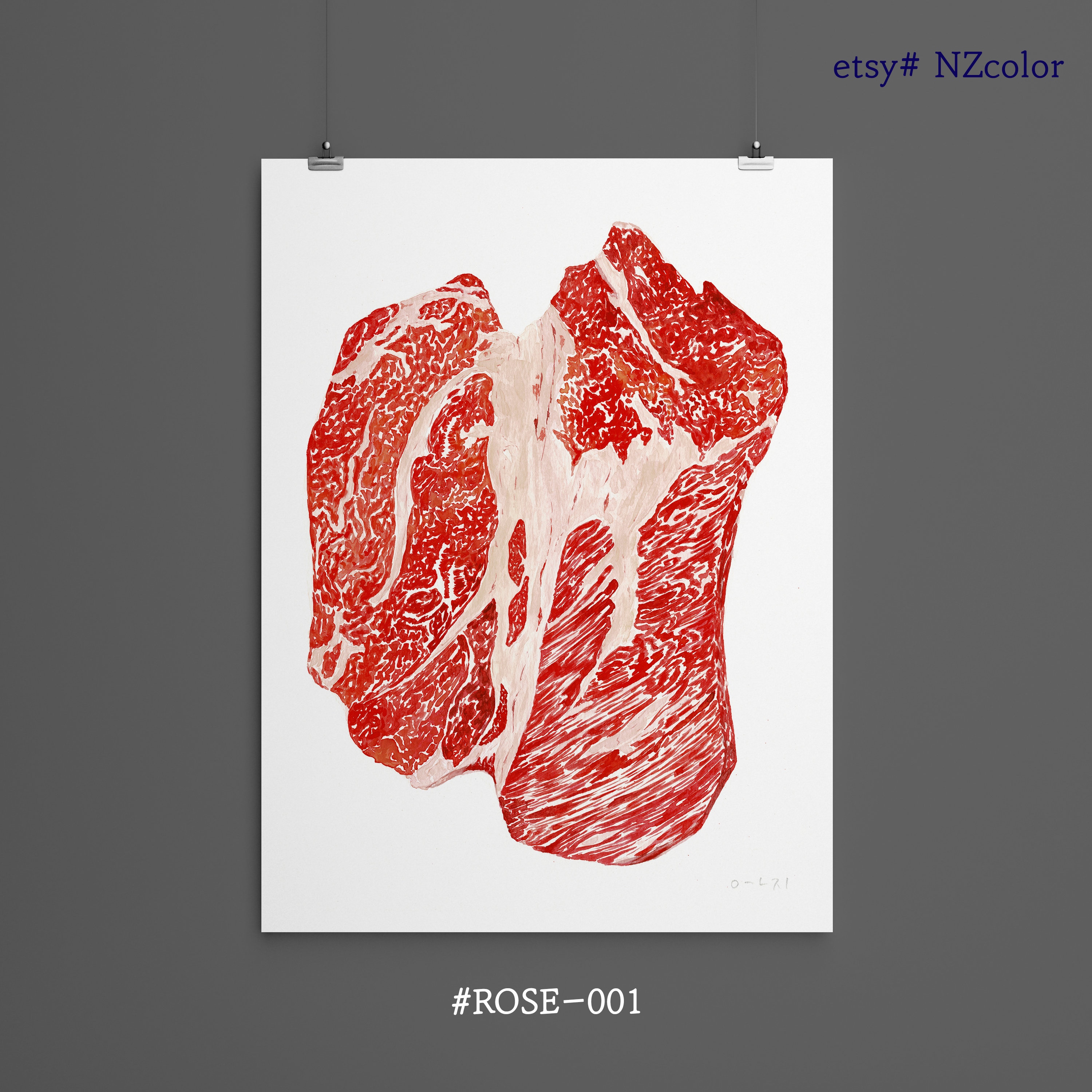 STEAK Art Print | Printable Art Poster, Butcher Shop Poster, Butcher Art  Print, Meat Poster, Steak Poster, Instant Download | ROSE-001 - Etsy