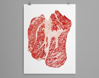 STEAK Kunstdruck | Druckbares Kunstposter, Fleischerposter, Fleischerposter, Fleischposter, Fleischposter, Sofort download | ROSE-001