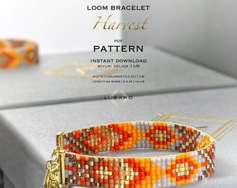 Patrón de pulsera Orange Loom: Otoño para principiantes Miyuki Delica DIY (Patrón PDF) - Harvest
