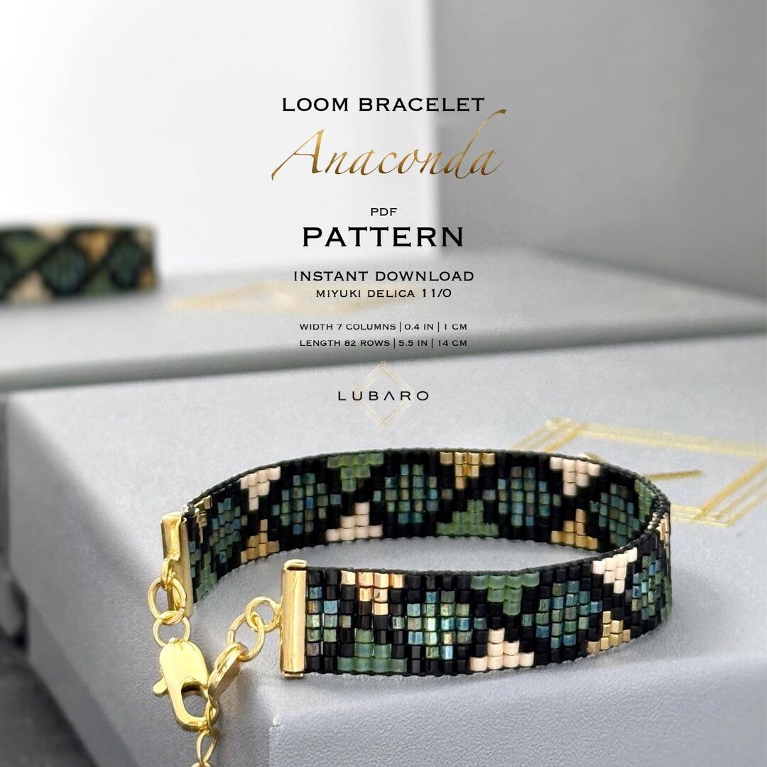 Easy Green and Gold Loom Seed Bead Bracelet Pattern: Miyuki Delica (PDF ...