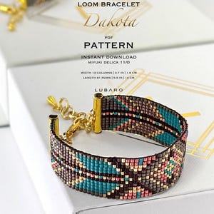 Teal Turquoise Seed Bead Loom Bracelet Pattern: Delica DIY Jewelry (PDF Pattern) - Dakota