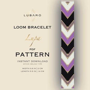 Geometric Loom Bead Bracelet Pattern, Miyuki Delica Modern Pattern, Halloween Colors Beading Diagram