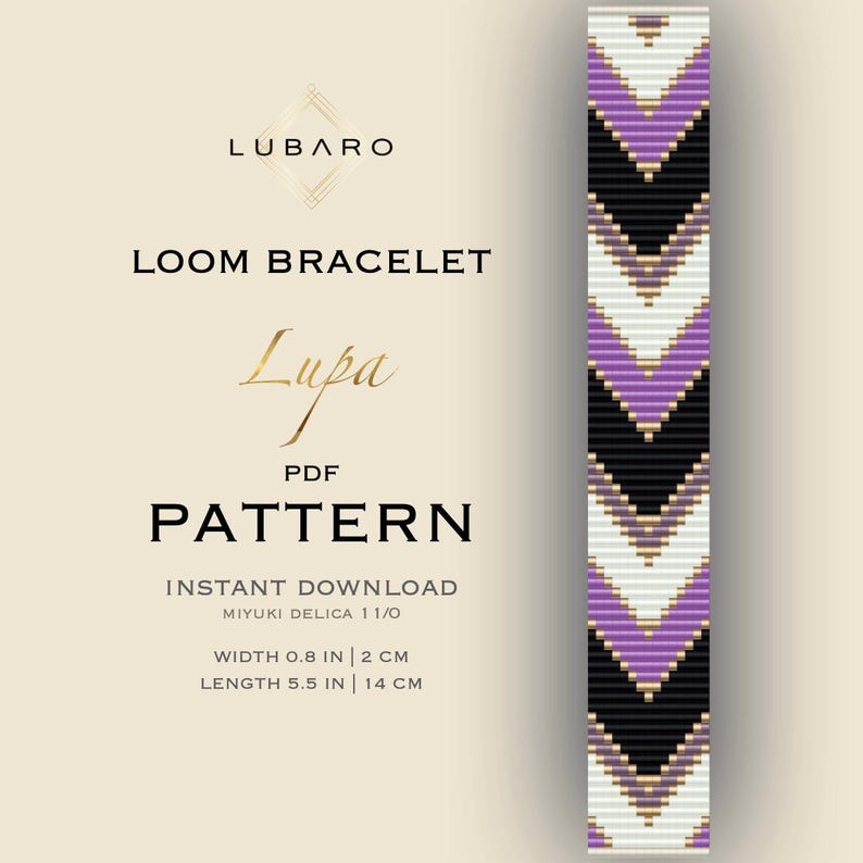Geometric Loom Bead Bracelet Pattern, Miyuki Delica Modern Pattern, Halloween Colors Beading Diagram