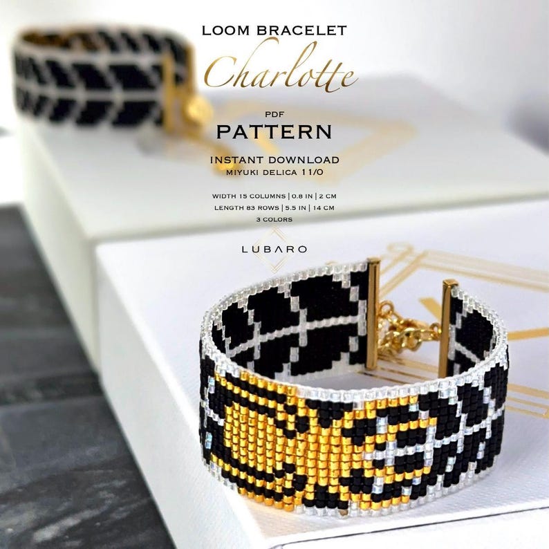 Spider Web Bracelet Pattern: Halloween Loom, Miyuki Delica (PDF Pattern) - Charlotte image 1